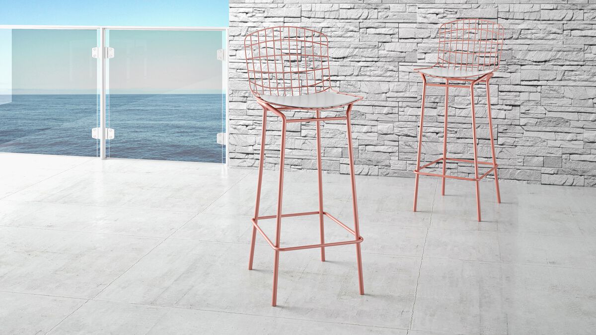 Madeline Pink and White Bar Stools (Set of 2)