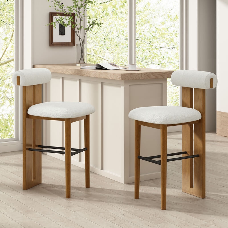 Christopher Knight Home Claire Indoor Rubberwood Versatile Upholstered Barstools (Set of 2) image number 1
