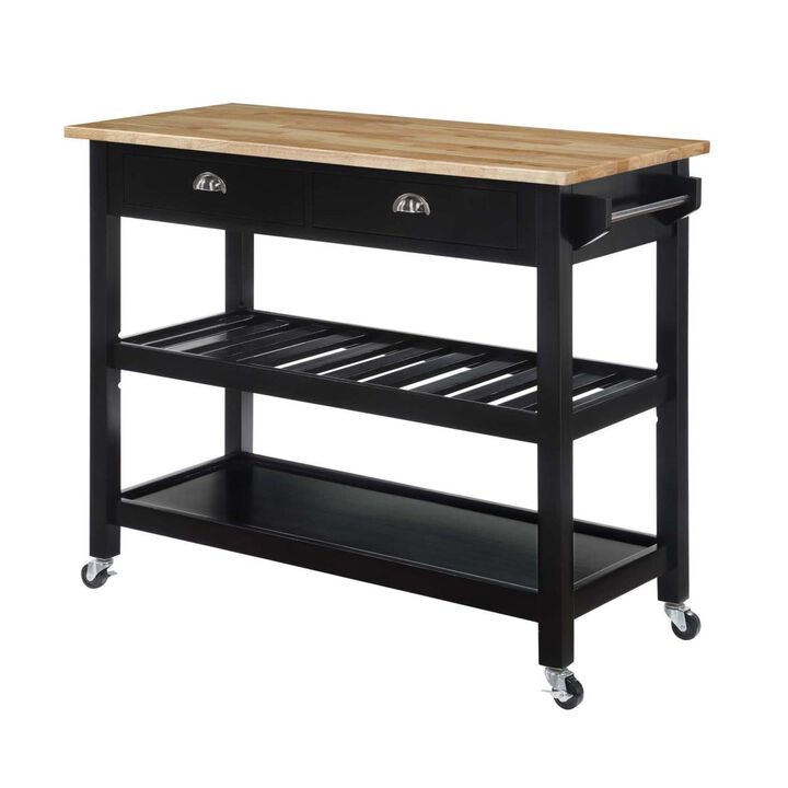 Convenience Concepts American Heritage 3 Tier Butcher Block Kitchen Cart with Drawers