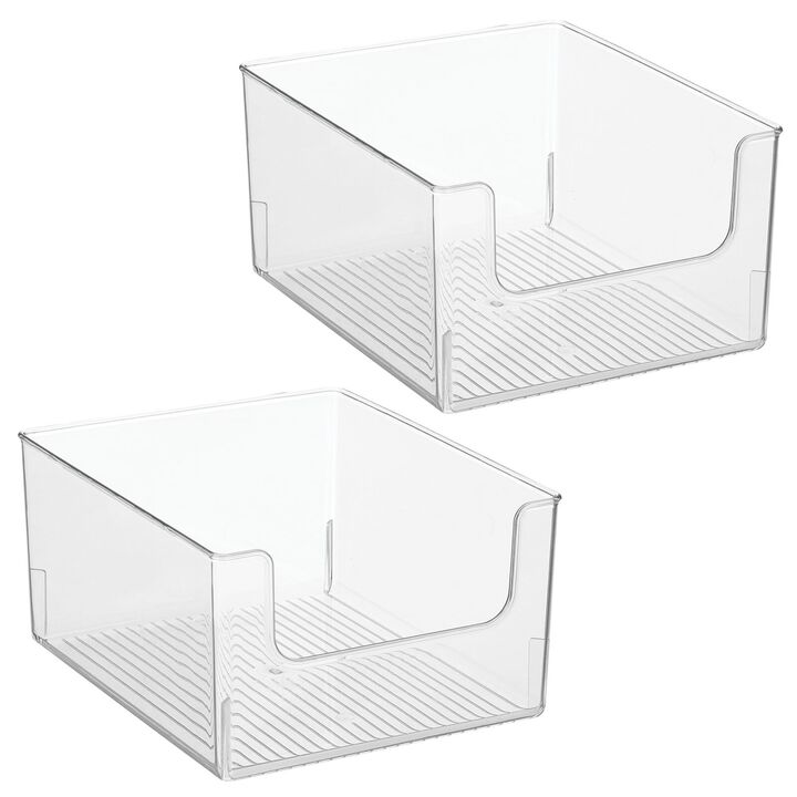 mDesign Bathroom Plastic Storage Organizer Bin with Open Front - 2 Pack - Clear