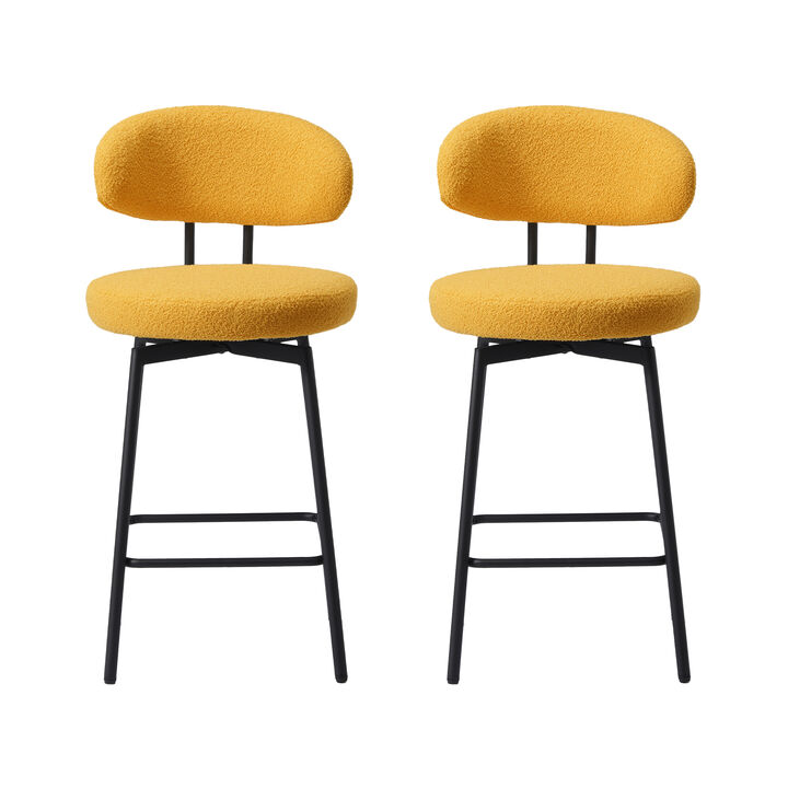 WestinTrends Modern Upholstered Sherpa Fabric Counter Height Bar Stools with Back (Set of 2)
