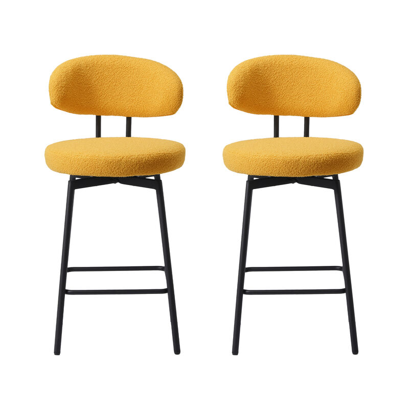 WestinTrends Modern Upholstered Sherpa Fabric Counter Height Bar Stools with Back (Set of 2) image number 0