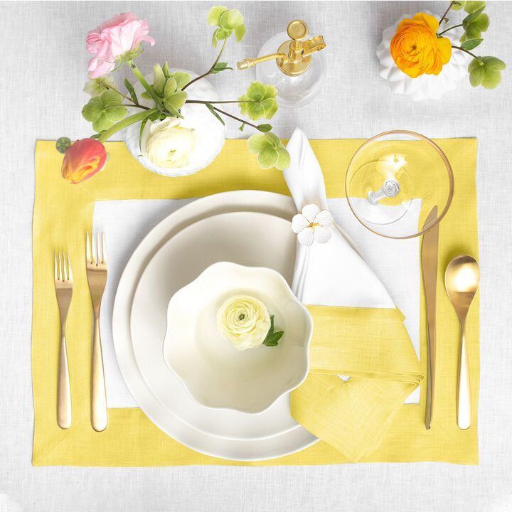 Solino Home 100% Pure Linen Placemats 14 x 19 Inch Set of 4 - Contempo