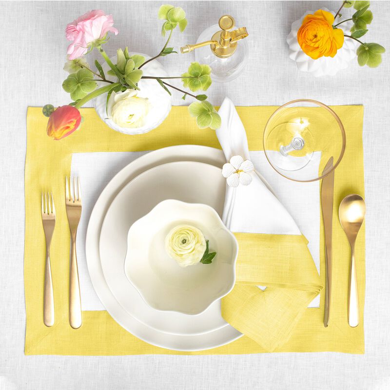 Solino Home 100% Pure Linen Placemats 14 x 19 Inch Set of 4 - Contempo
