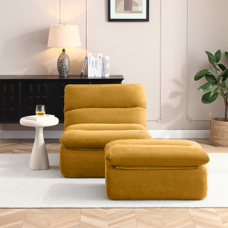 Merax Ergonomic Floor Lounge Sofa with Ottoman image number 3