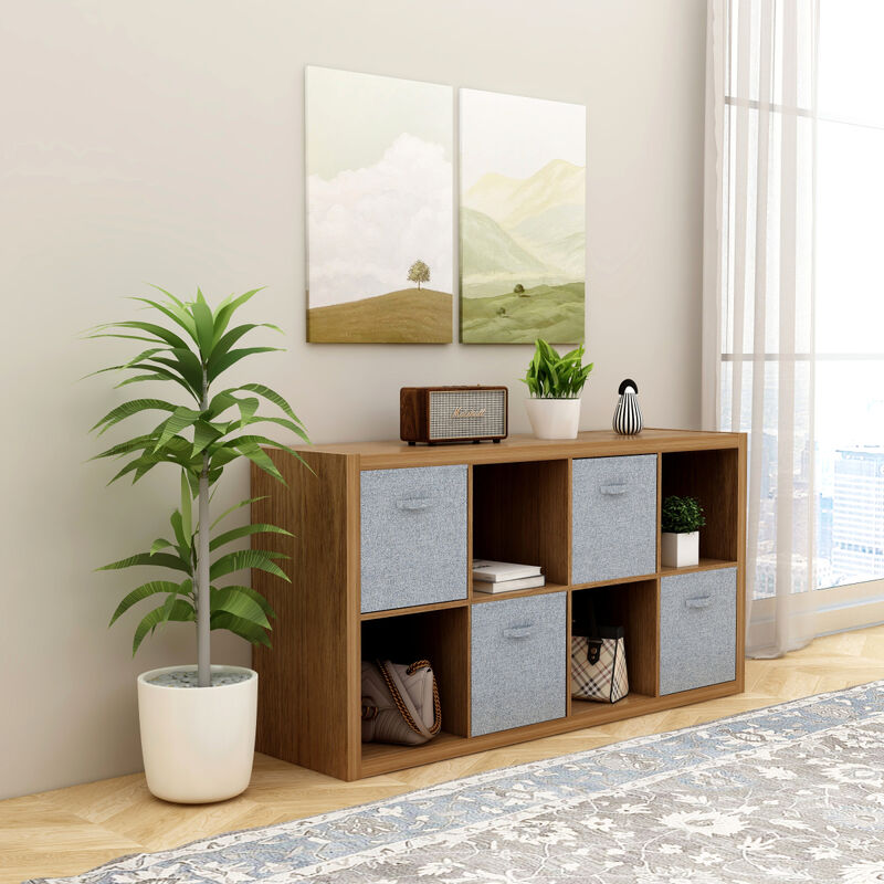 Streamdale 8-Cube Organizer Storage Bookcase, Walnut Color