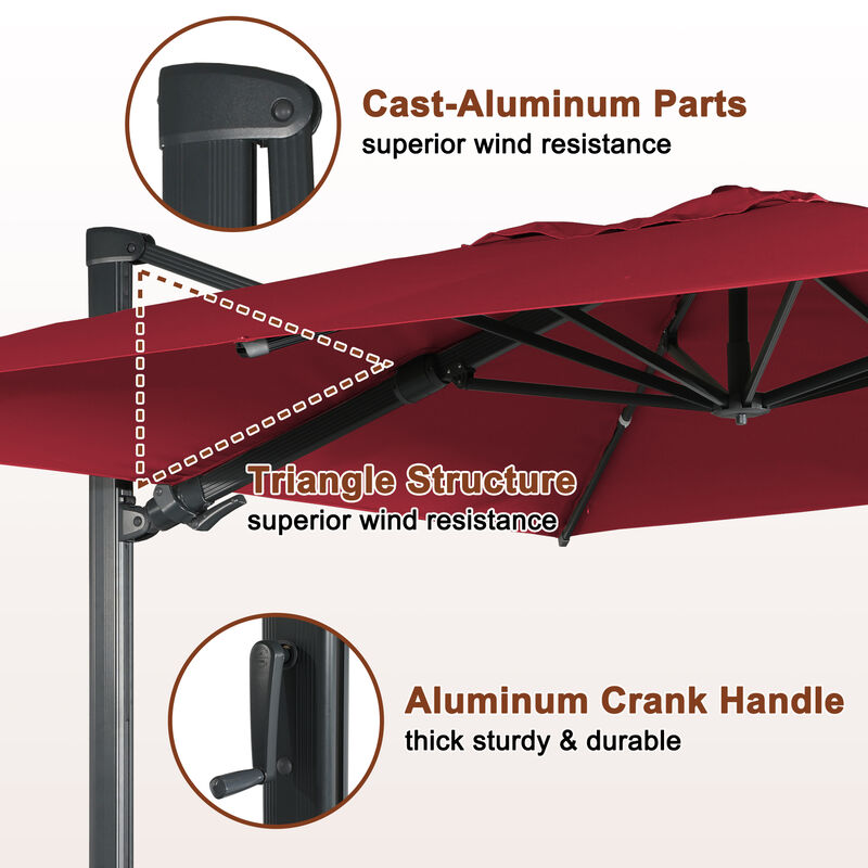 MONDAWE 10 x 10 ft Cantilever Patio Umbrella with Weighted Based Navy