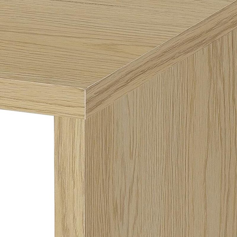 Kerra Square Side End Table, U-Shape Frame, Light Oak Wood 24 Inch image number 5