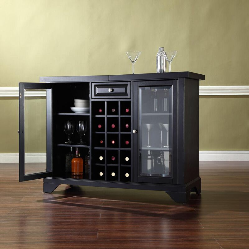 Crosley Furniture Lafayette Sliding Top Bar Cabinet Black