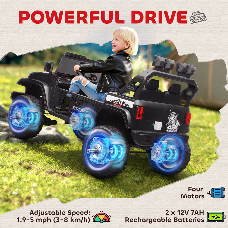 BreeBe Ride on Truck Car with 2-Seater, 24V Electric Car with 4 Motors, Remote Control, Spring Suspension image number 3