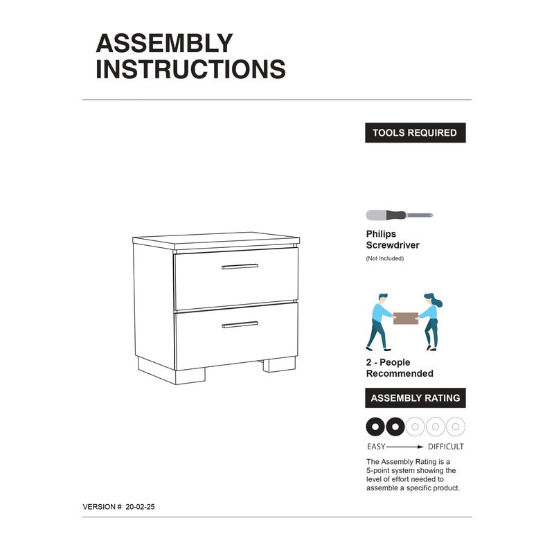 Streamdale Black Nightstand with USB Charger & Chrome Accents image number 6