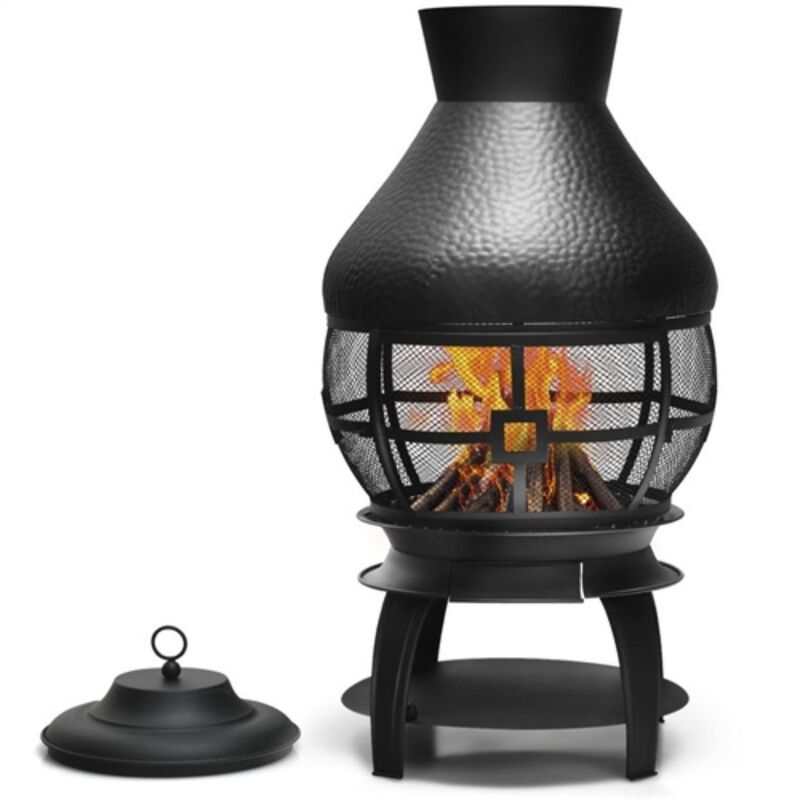 Hivvago Black Rustic Iron Wood Burning Chiminea Fire Pit