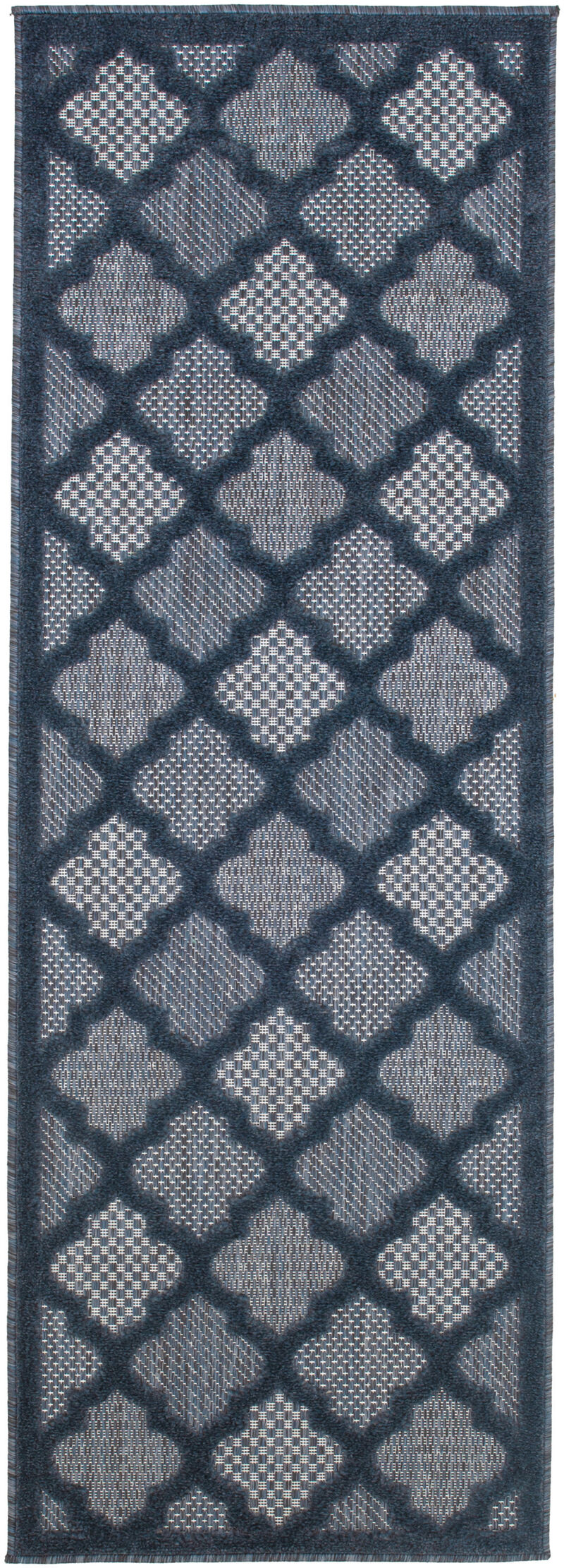 HomeRoots 6' Navy Blue And Ivory Geometric Indoor Outdoor Area Rug image number 0