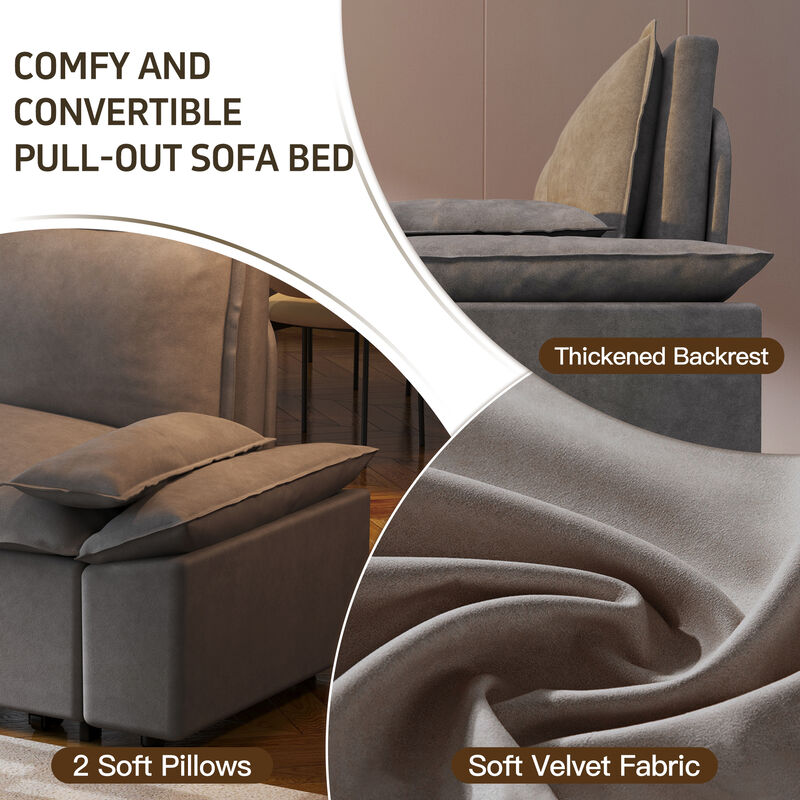 Merax Multi-Functional Velvet Sleeper Sofa Bed