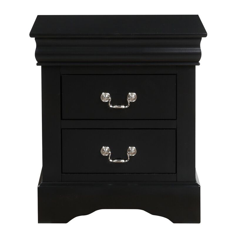 California King Bedroom Set, Black Wood, 3 Piece Set with 2 Nightstands image number 6