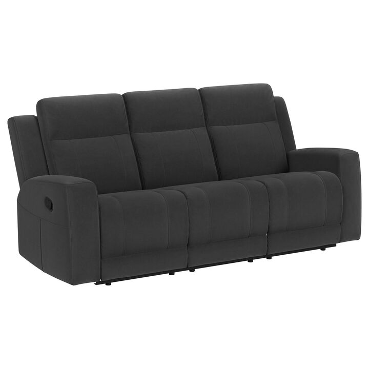 Krio Manual Recliner Sofa, 80 Inch, Modern Charcoal Gray Faux Leather