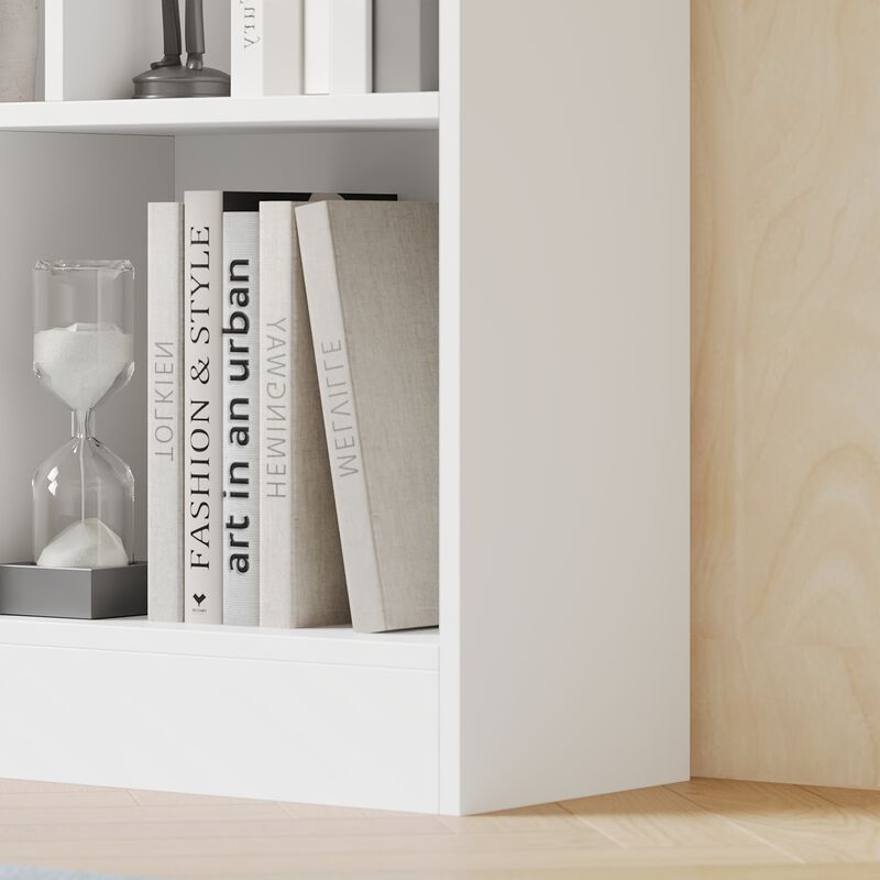 55.1 in. W x 40.9 in. H White Wooden 10-Shelf Freestanding Standard Bookcase Display Bookshelf With Cubes