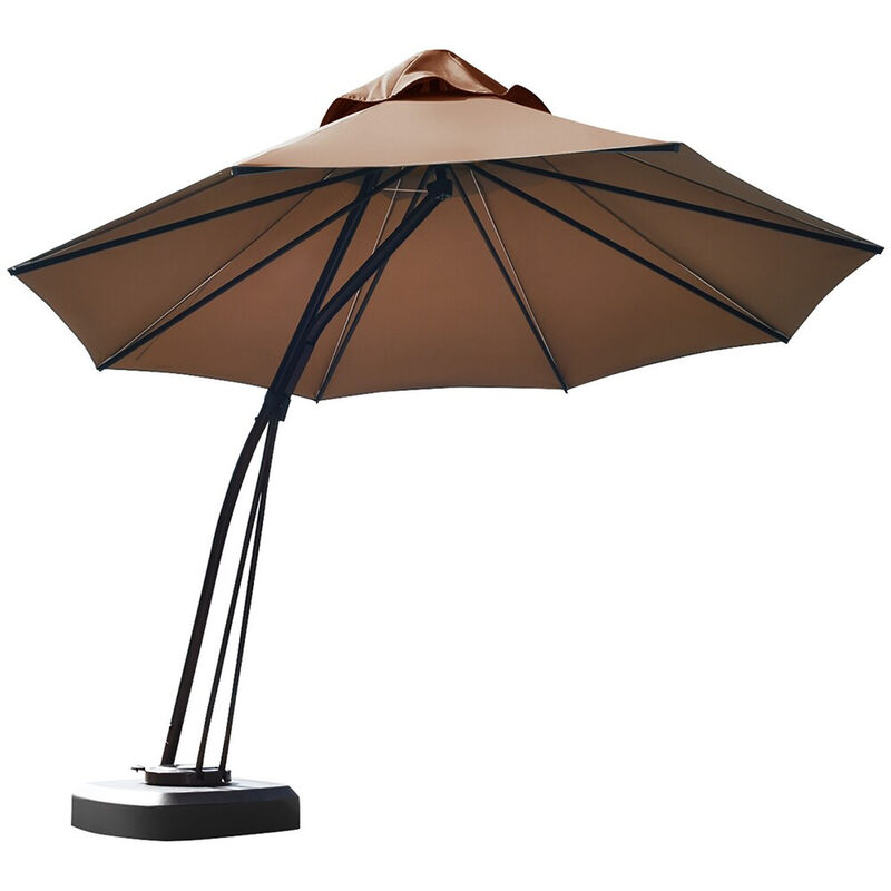 Mondawe 11 Feet Outdoor Cantilever Hanging Umbrella with Base and Wheels