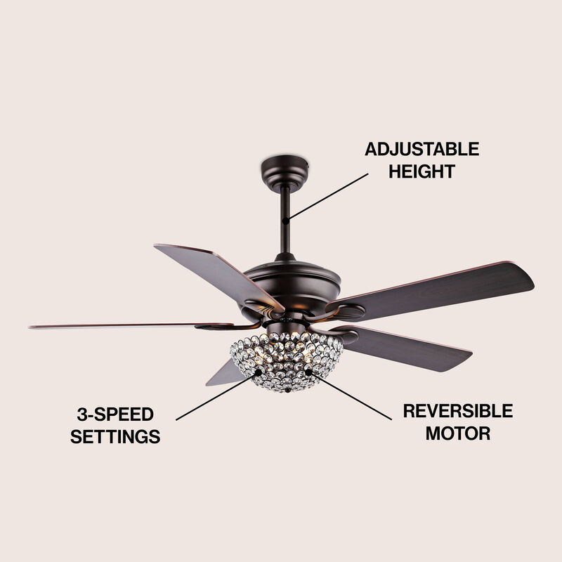Cammy 3-Light Traditional Transitional Iron LED CEILING FAN