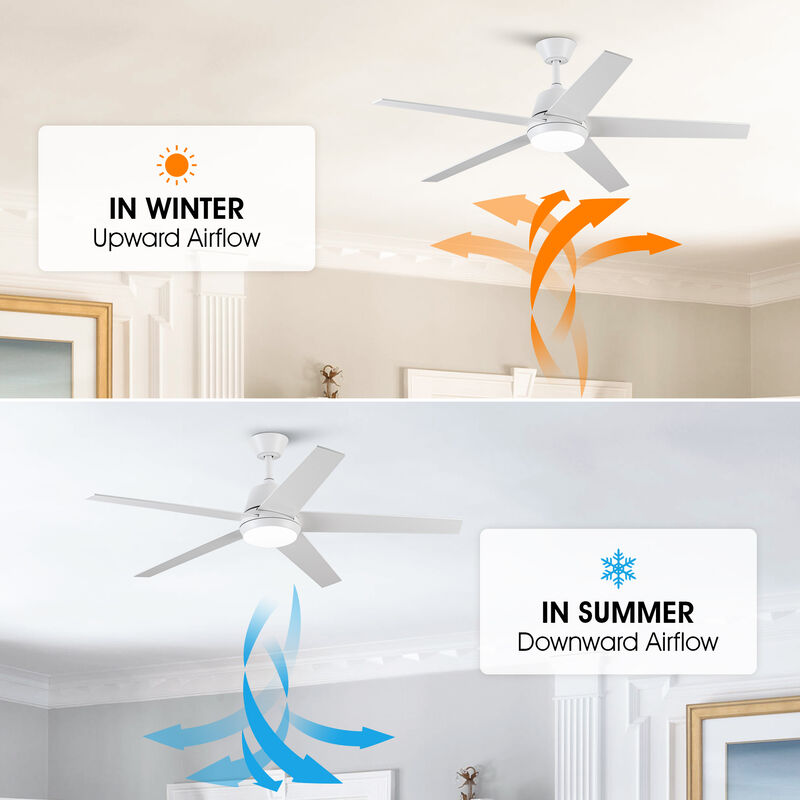 52-inch Modern White 3CCT Dimmable LED Ceiling Fan with Light and Remote image number 7