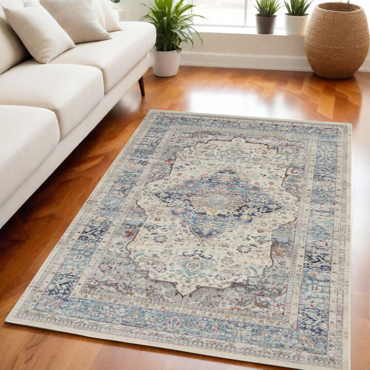 HomeRoots Floral Distressed Area Rug