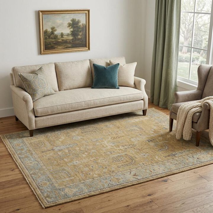HomeRoots Wool Floral Hand Knotted Area Rug With Fringe