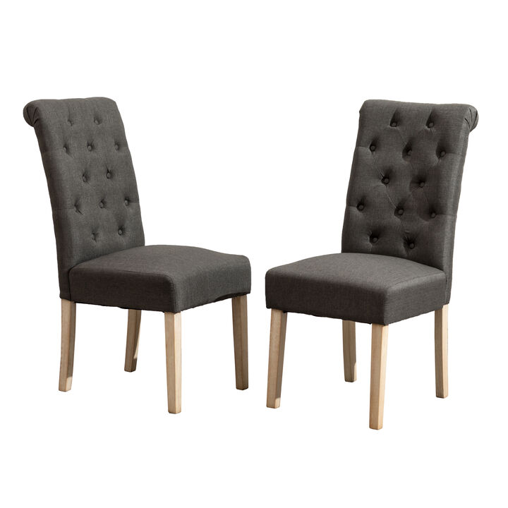 Merax Habit Solid Wood Tufted Parsons Dining Chair Set of 2
