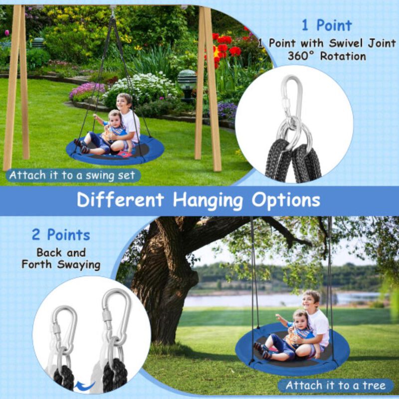 Hivvago 40 Inches Saucer Tree Swing with Adjustable Hanging Ropes and 900D Oxford Fabric - Forest