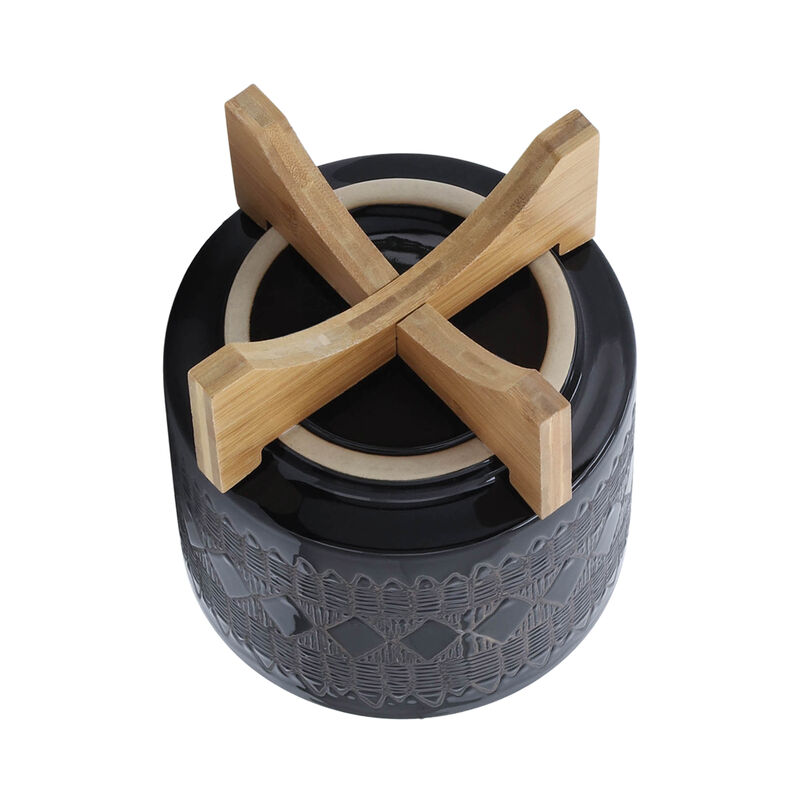 Ceramic 8" Aztec Planter On Wooden Stand