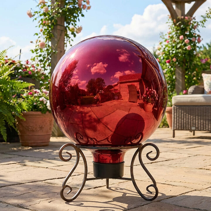 Sunnydaze 10" Mirrored Glass Stainless Steel Gazing Globe