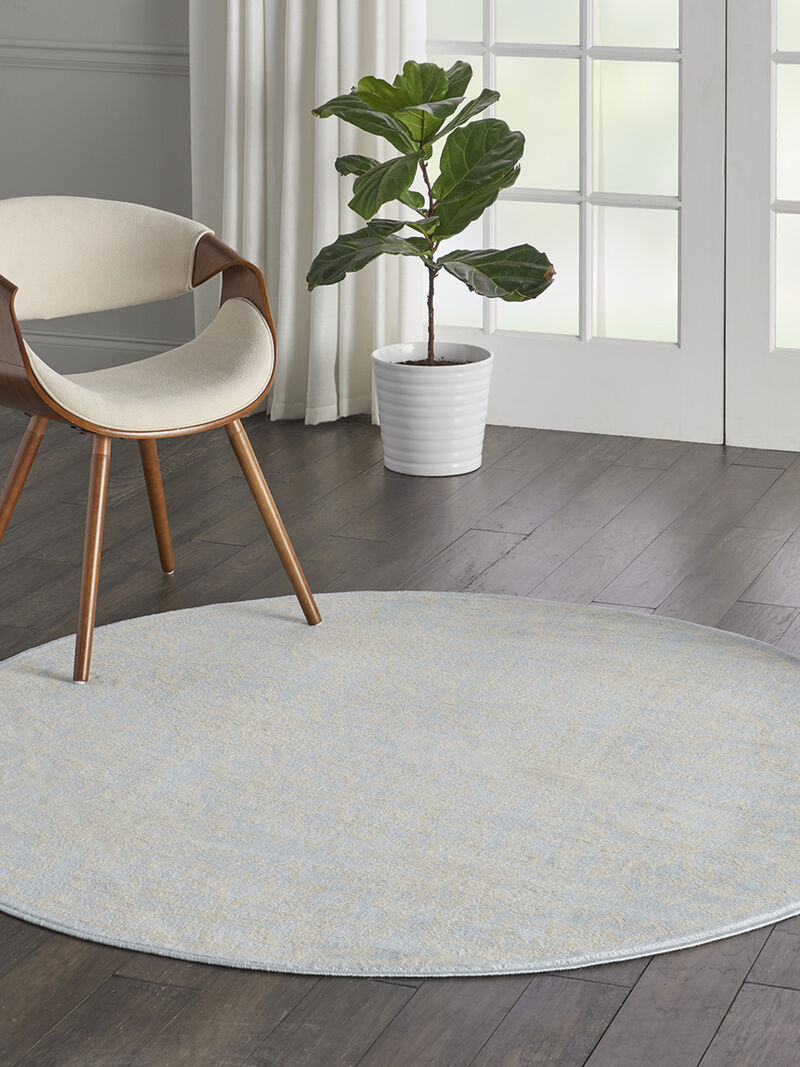 Jubilant JUB06 Ivory/Light Blue 5'3" x Round Rug