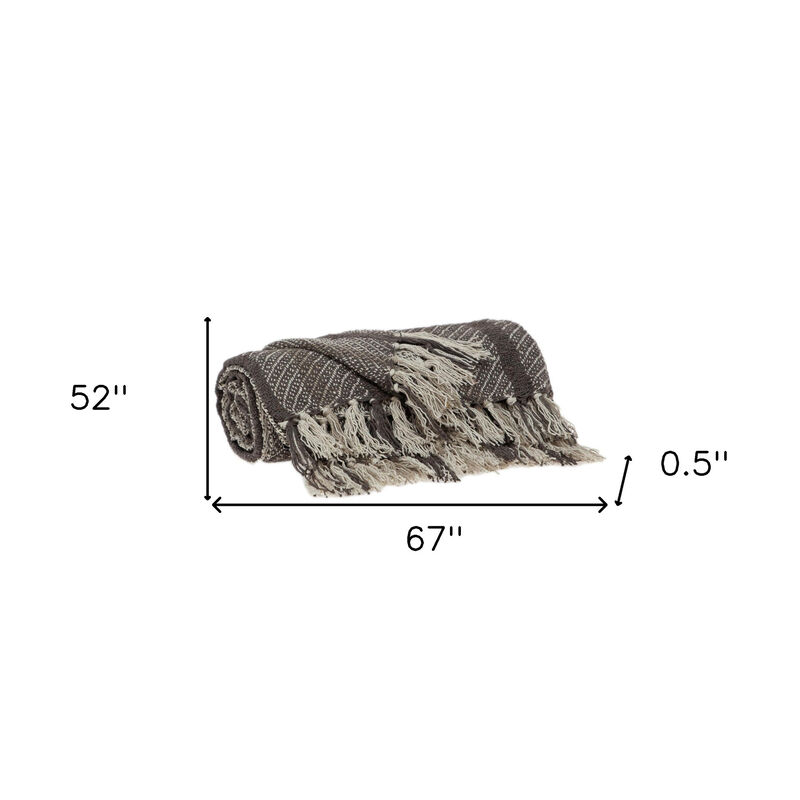 HomeRoots Brown and Taupe Striped Woven Handloom Throw image number 5