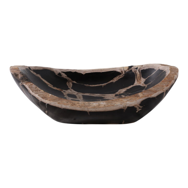 18" Petrified Wood Oval Bowl