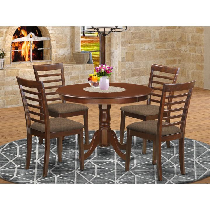 5 Pc set with a Kitchen Table and 4 Kitchen Chairs in Mahogany