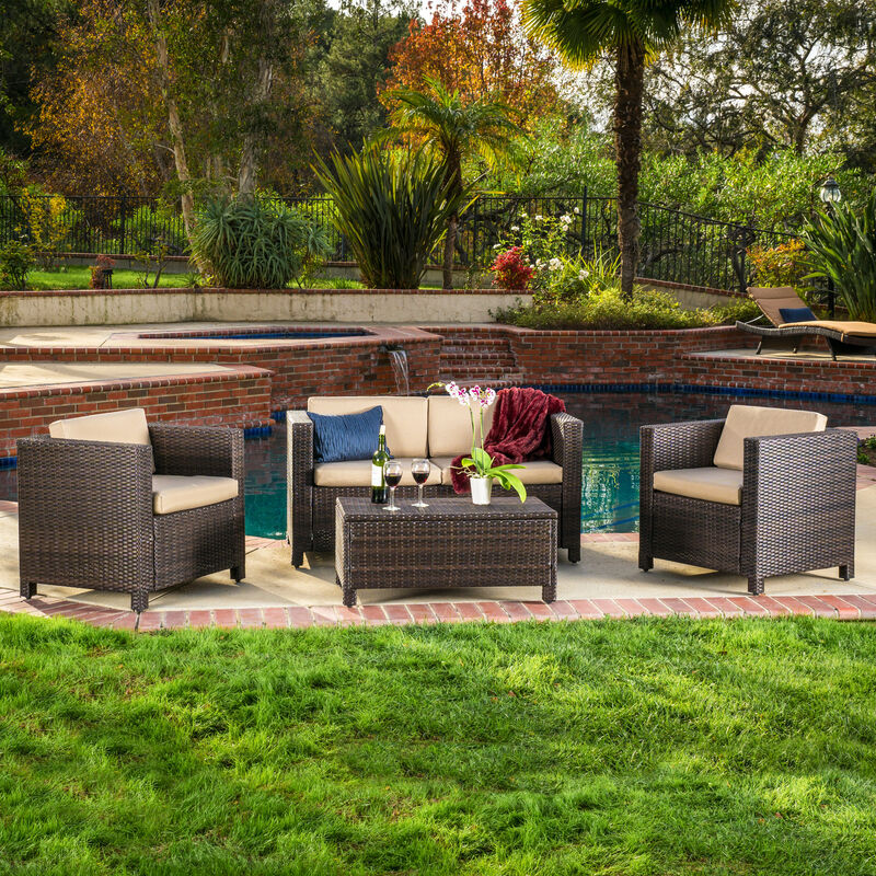 Merax 4 Pieces Outdoor Rattan  Sofa Set
