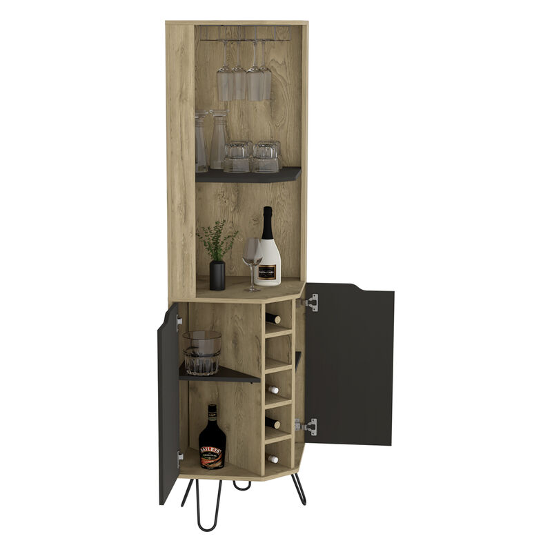 Corner Bar Cabinet Leverkusen, Living Room, Aged Oak / Black