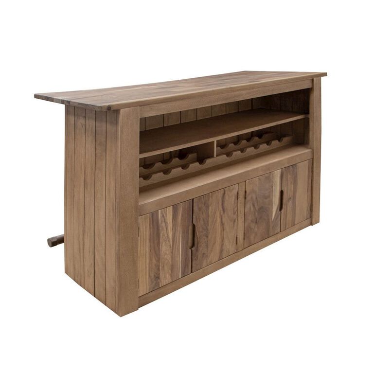 Crafters and Weavers Natural Parota Solid Wood Bar with Wine Rack - 63
