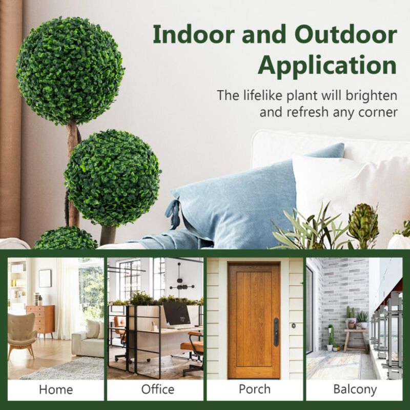 Hivvago 36 Inch Tall Artificial Boxwood Topiary Tree in Pot