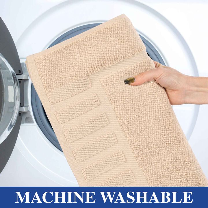 Modern Absorbent Cotton Bath Mat Set of 2 with Washable Fabric