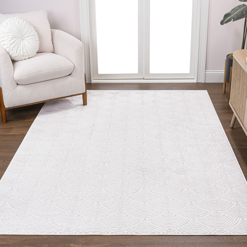 Porter Geometric Art Deco Fan Pattern High-Low Area Rug