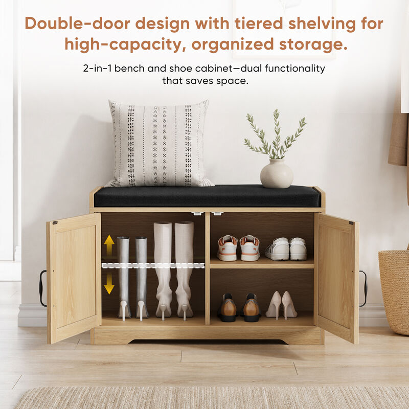 Dempal entryway shoe storage bench image number 5