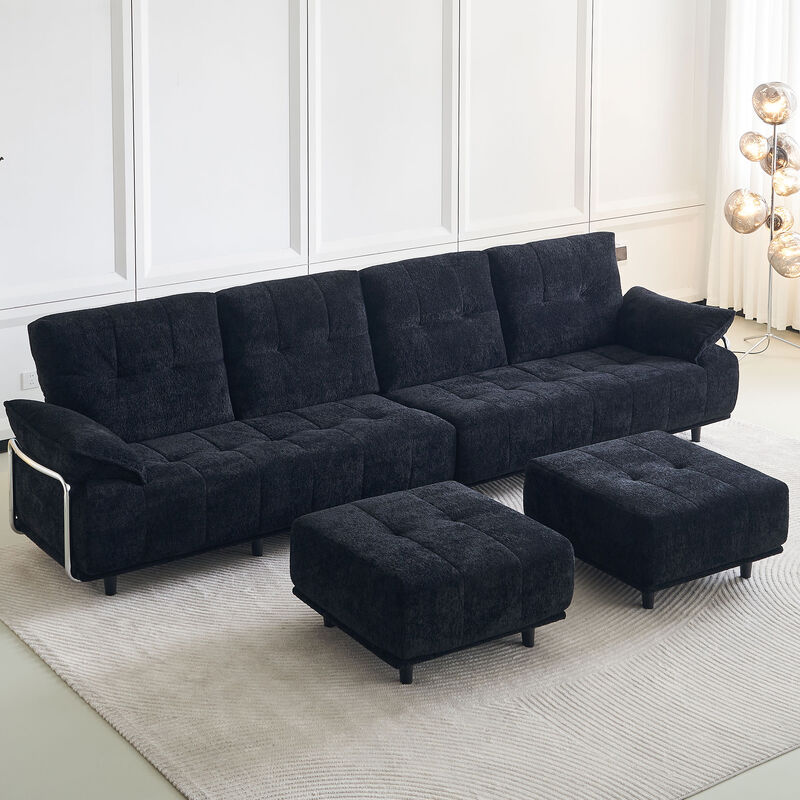 Vindhu 141.73'' Chenille Upholstery Material Modular Sofa image number 2