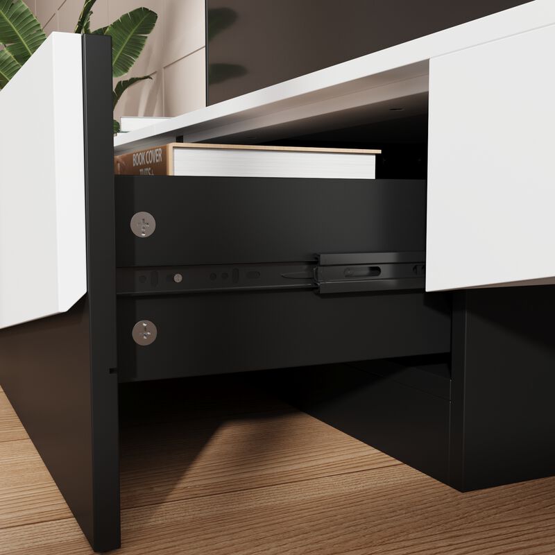 FUFU&GAGA Modern/Contemporary TV Cabinet (Accommodates TVs up to 70-in), White image number 8