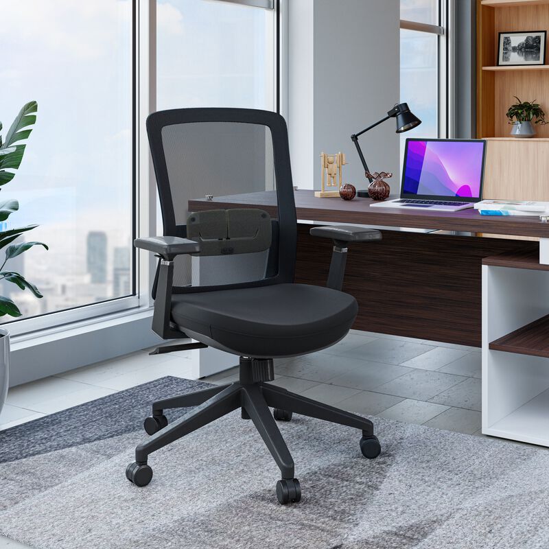 LeisureMod Ergonomic Office Chair Mid-Back Mesh Conference Chair Swivel Computer Chair With Adjustable Height and Armrests Ingram Series