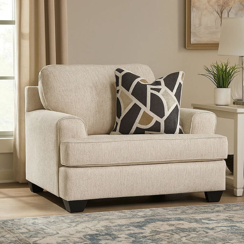 Burgess Accent Chair, Quartz Beige Polyester, 1 Throw Pillow, Black image number 6