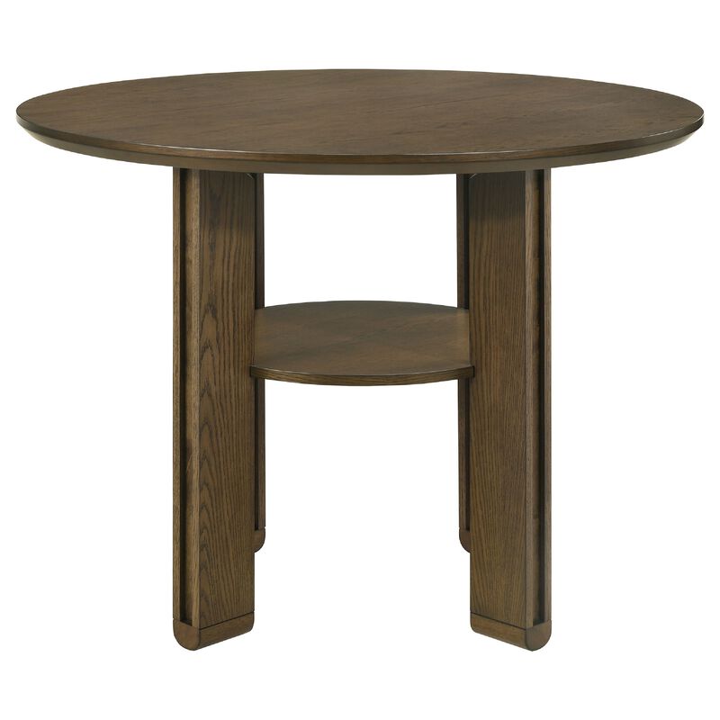 Clera Round Counter-Height Table, Open Shelf, Brown Rubberwood 47 Inch image number 2