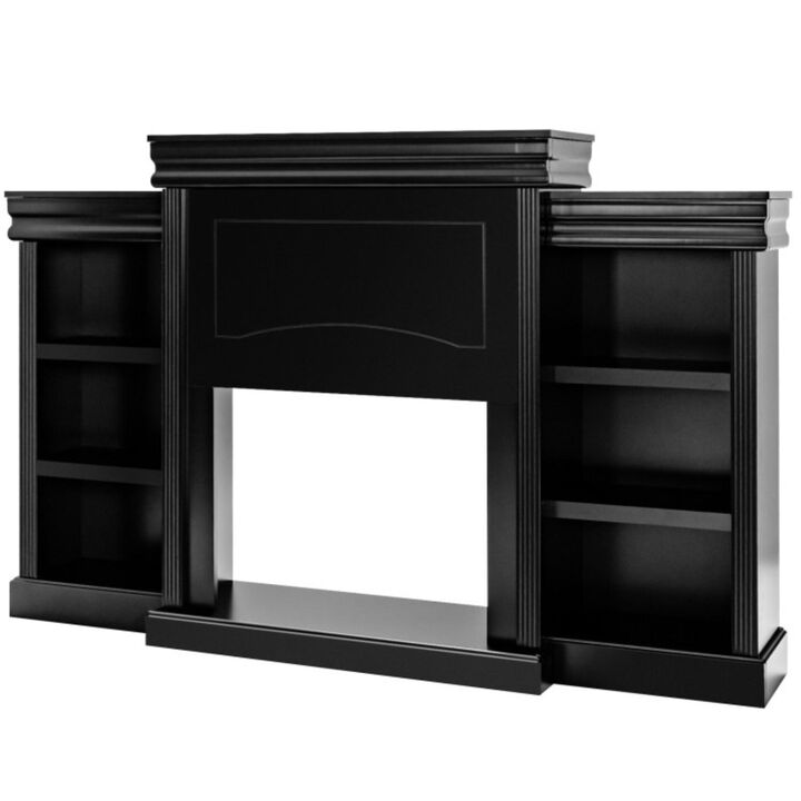 Hivvago 70 Inch Modern Fireplace Media Entertainment Center with Bookcase