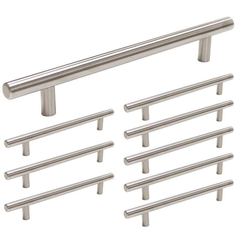 homdiy (10 Pack) Drawer Pulls Brushed Nickel Cabinet Pulls HD201SN Cabinet Hardware Euro Style Drawer Handles 6-1/4in Hole Cente