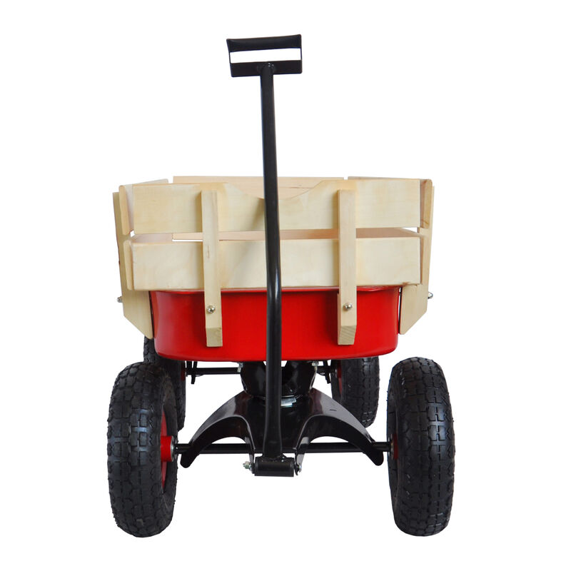 Streamdale Outdoor Sports Wagon w/Wood Panels & Air Tires (Red) image number 2