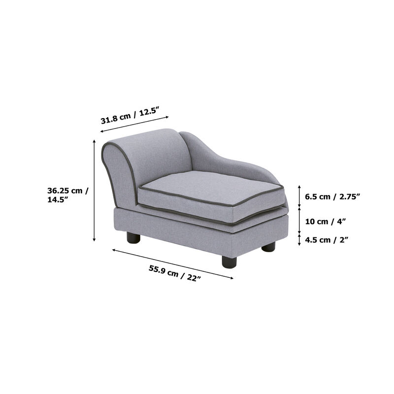 Ivan Chaise Lounge with Storage for Cats and Small Dogs, Light Gray image number 5